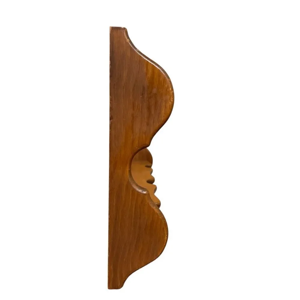 Vintage Wood Wall Plate Display Shelf Rack in Brown Classic Home Decor